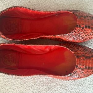 Tory Burch Ballet Flats - Red Snakeskin. like new